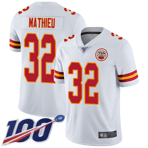 Men Kansas City Chiefs 32 Mathieu Tyrann White Vapor Untouchable Limited Player 100th Season Football Nike NFL Jersey